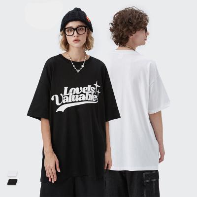 China 2022 Summer New Breathable Thick Flat 3D Printed Letters Tee Letters Hip Hop Loose Short Sleeve Men's T-Shirt for sale