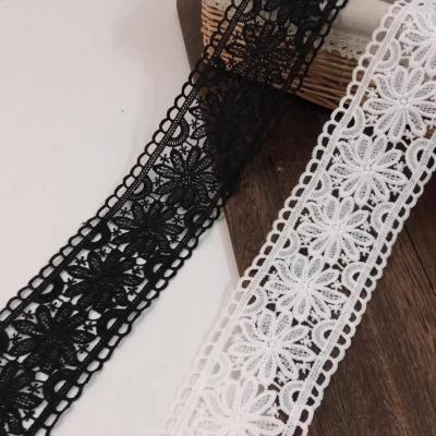 China ZSY sustainable border design white embroidered ribbons with intricate floral embroidery suitable for apparel designers. for sale