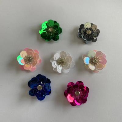 China 3D ZSY New Design Beautiful Sequin 3D Flowers Embroidery Patch For Dress for sale