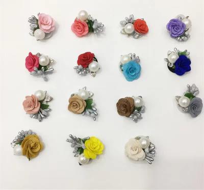 China korean 3D microfiber bead shoes canvas DIY hat hairpin brooch brooch clothing accessories handmade flower fabric mesh ornament accessories for sale