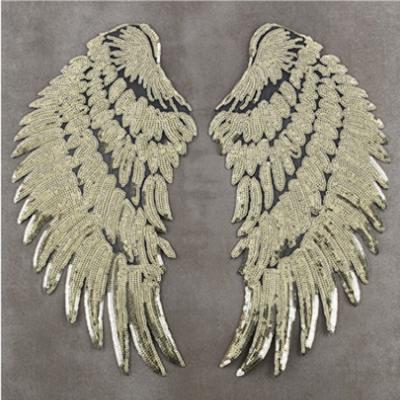 China ZSY 3D DIY Fashion Accessories Sew On Sequins Wing Feather Patches Large Patches For Clothing Applique for sale