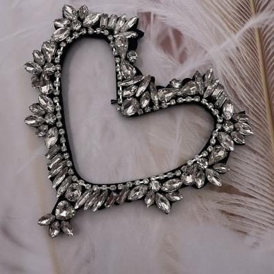 China ZSY Handmade Wholesale Manual Nail Beads Diamond Heart Cloth Patch Accessories Handmade Rhinestones Applique for sale