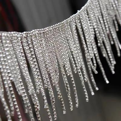 China Silver ZSY Flatback Rhinestone Cup Chain Fringe Trimming For Garment Accessories for sale