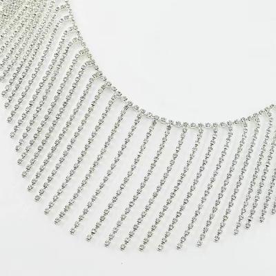 China Flatback ZSY Sewing On Chain Crystal Rhinestone Chain Fringe Trims Tassel Cup for sale