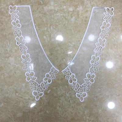 China Fashion Water Soluble Collar Flower Water Soluble Applique Sewing On Dresses Neck Lace Patches Neckline Embroidery Bodice Collar Lace Wedding for sale