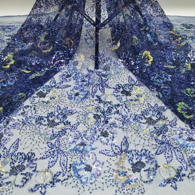 China ZSY Viable Chinese Wholesale Hand Beaded Embroidery Lace Fabric Luxury Designed Sequin Fabric For Dress for sale