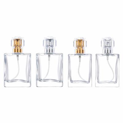 China High Qiality Perfume Bottle Transparent Cover Wholesale Square Glass Spray Style Portable Luxury Bottle for sale