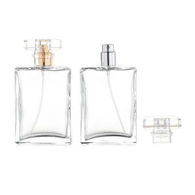 China Factory Stock Wholesale High Qiality Rectangular Clear Glass Perfume Bottle 100ml Empty Spray Bottle for sale