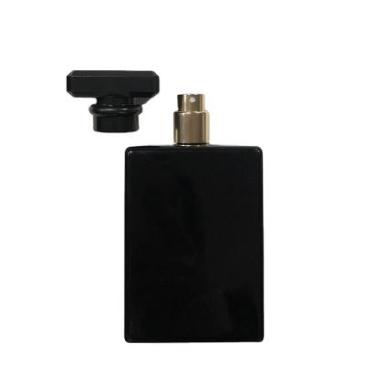 China Factory Stock Wholesale High Qiality 100ml Perfume Bottle Rectangular Black Glass Empty Cologne Bottles for sale