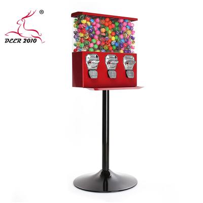 China VENDING MACHINE SELLING TRIPLE STEEL RACK MACHINE/METAL CANDY/GUMBALL for sale