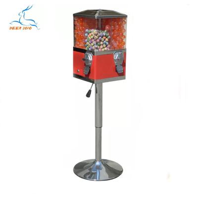 China Metal Lid And Base Four Times Gumball And Candy Vending Machine With Removable Canisters for sale