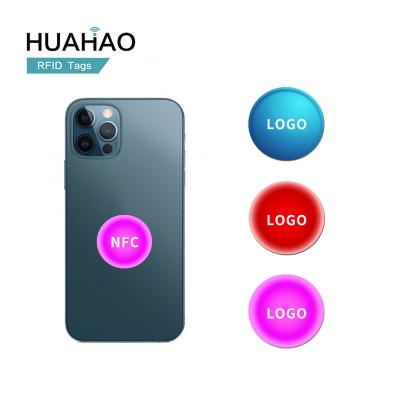 China Raincoat/Waterproof Free Sample! HUAHAO Manufacturer Custom 25mm Inlay 13.56mhz 213 Social Media Cell Phone RFID Tags Waterproof Epoxy Nfc Sticker for sale