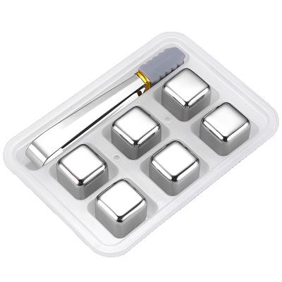 China Food Grade Reusable Eco-Friendly Whiskey Stainless Steel Silverware Ice Cube Stones Clip and Gift Box Set for Bar Home and Hotel for sale