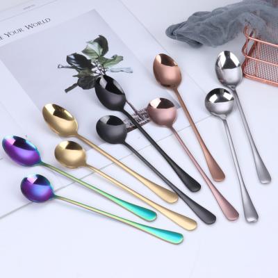 China Long Workable Stainless Steel Handle Cocktail Stirring Spoon Coffee Scoops Drink Mixing Spoon for Kitchen Cafe Bar Tools for sale