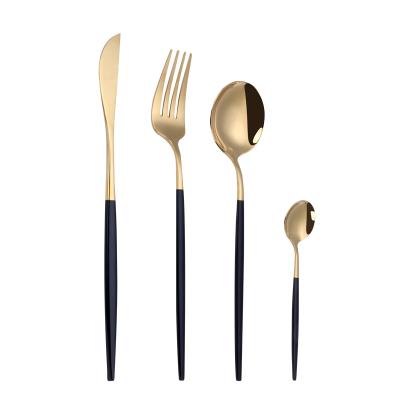 China Sustainable high quality modern stainless steel cutlery dinnerware set with colored handle for sale for sale