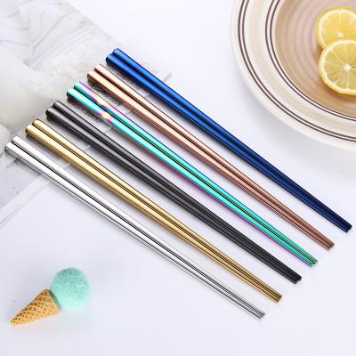 China Viable Chinese Feature 304 Stainless Steel Cutlery Dinner Table Titanium Gold High Quality Colorful Chopsticks for sale