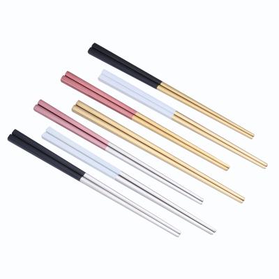 China Sustainable 304 Food Grade Stainless Steel Chopsticks With Colored Handle for sale