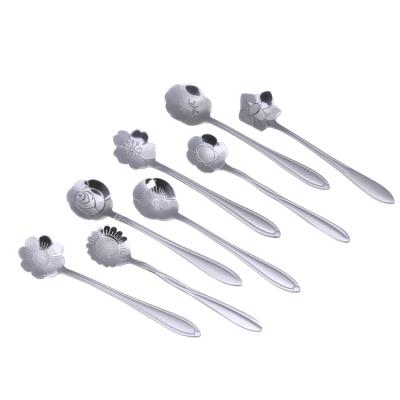 China Viable Stainless Steel Flower Spoon Dessert Candy Heart Spoon For Honey Baby Ice Tea Spoon for sale