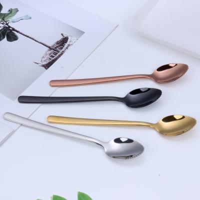 China Viable Hot Selling Metal Fruit Ice Cream Coffee Mud Stainless Steel Pocket Spoon Scoop Scraping Cutlery for sale