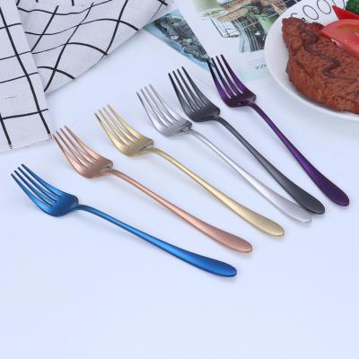 China Sustainable Reusable 304 Stainless Steel Food Grade Dinner Table Fork Long Handle Dinnerware Cutlery Cutlery for sale