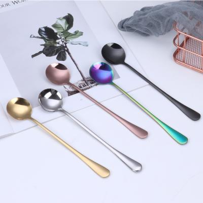 China Eco-friendly Korean Stainless Steel Tableware Round Head Coffee Cocktail Pocket Dinner Table Spoon Mixing Cutlery for sale