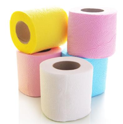 China Home Office Public Places Free Sample Ultra Soft Colorful Toilet Paper Tissue Pink Blue White for sale