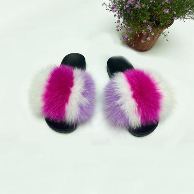 China CUSHIONING New Arriavl BSCF0001 High Quality Cheap Large Fox Fur Slippers For Home for sale