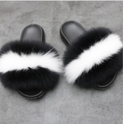 China BSCF0001 best quality fashion luxury real fox fur cushioning home slippers slippers for famale for sale