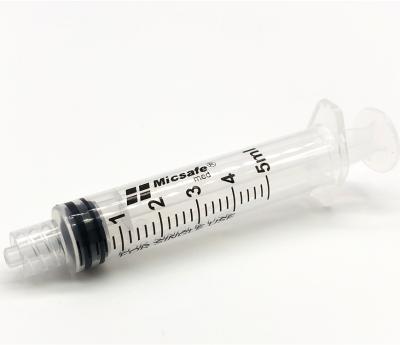 China PP+PE 5ml Luer Lock Safety Syringe Without Needle for sale