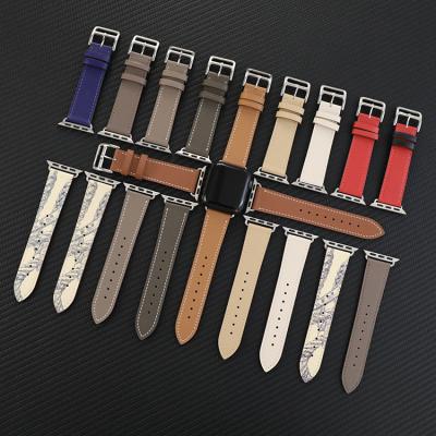 China Soft Contrast Color Smart Watch Genuine Leather Band For iWatch Strap For Apple Watch Band for sale