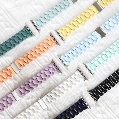 China Fashion Candy Color Resin Strap For Apple Watch 41MM 45MM Macaron Replace Wrist Watch Band Belt Smart Watch Band Accessories for sale