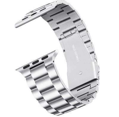 China Charm Watchband For Applewatch For Apple Watch Band 44mm Metal Watchband For iWatch Series 5 Business Women 3 Link Charm Silver Strap for Apple for sale