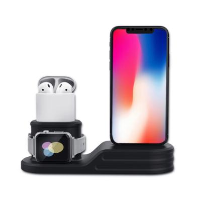 China Silicone charging station for IPhone, 3in1 charging stand for apple airpod watch for iPhone holder dock charging station for sale