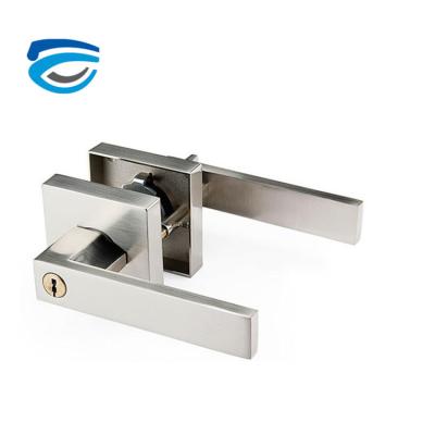 China Anti Theft Heavy Duty Tubular Bathroom Satin Nickel Lever Handle Door Lock for sale