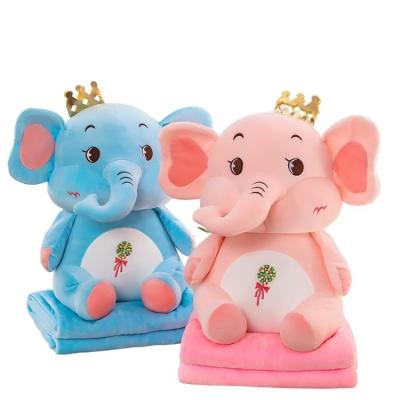 China AIFEI summer car office lunch break PLAY lovely elephant with crown and blanket for summer air conditioning travel car and office sleep nap for sale