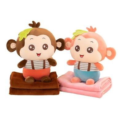 China AIFEI TOY Summer Car Office Lunch Break Monkey Travel Plush Pillow Covering Toy Customized Creative Portable Air Conditioning Car Dual-use Desk Animal Styling for sale