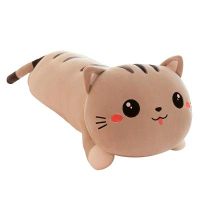 China Home Decoration Bow Cute Soft Cat Plush Toys Doll Sofa Cushion Home Decoration Long Body Shape Hugging Plush Pillows for sale