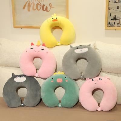 China Anti-Pull AIFEI TOY With Travel Pillow - Plush Pillow Adjustable Velboa - Gray U Neck Animal Funny Embroidery Neck Rest for sale