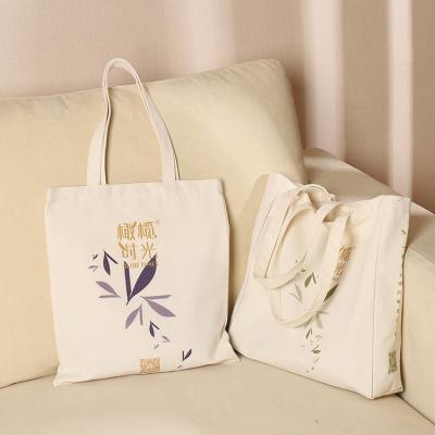 China Hot Sale Wholesale Handled Portable Canvas White Shopping Bag Printed Custom for sale