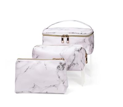 China Large Fashion White Marbled Waterproof Portable Cosmetic Bag for sale