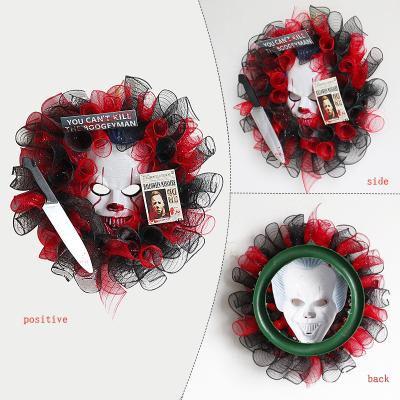 China For Artificial Christmas Decoration Grimace Door Halloween Door Wreath Decoration Craft Supplies for sale