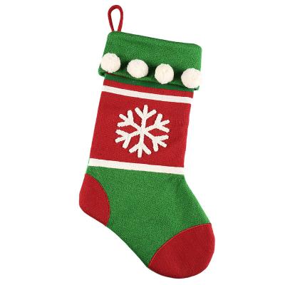 China Promotion Hot Selling Christmas Tree Ornaments Woolen Snow Stocking Children's Candy Gift Gags Christmas Stocking for sale