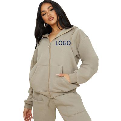 China Plus Size Zipper Breathable Custom Trotter Cropped Sweatshirt Hoodies Sets Oversized Women's Sweatshirts for sale