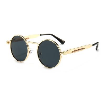 China Round Vintage Sunglasses Mens Metal Steampunk Mirror Punk Sun Glasses For Men for sale