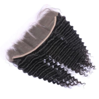 China Deep Wave 13x4 13x6 Sheer Lace Headband 100% Lace Closure Swiss Indian Hair With Deep Wave Textures for sale