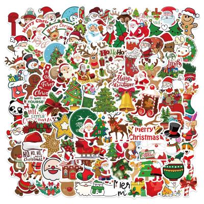 China Waterproof+Eco-friendly 100pcs/pack New Christmas Decoration Stickers Window DIY Holiday Festival Stickers Happy Graffiti Stickers for sale