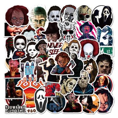 China Waterproof+Eco-friendly 50 Pcs PVC Horror Themed Character Halloween Decorative Graffiti Stickers For Suitcase Notebook Phone Skateboard for sale