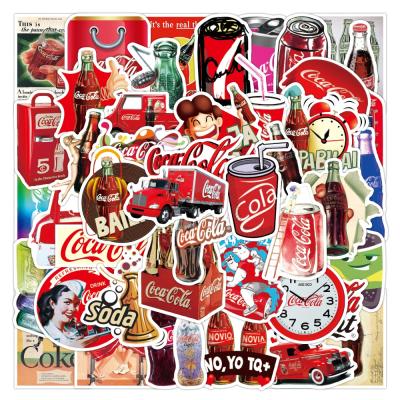 China Hot Selling Waterproof+Eco-friendly 50pcs/bag Coke PVC Decal Custom Waterproof Vinyl Graffiti Decorative Stickers For Scooter Suitcase Notebook Phone Mug for sale