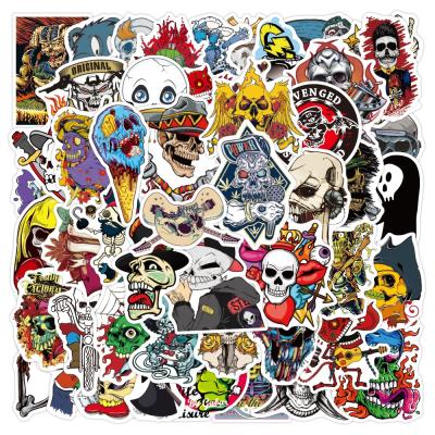 China Waterproof+Eco-friendly 50pcs/bag New Die Cut Cartoon Vinyl Decorative Graffiti Stickers Cool Skeleton Custom Waterproof For Scooter Suitcase Notebook for sale