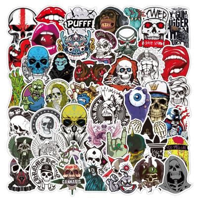 China Custom Wholesale Waterproof+Eco-friendly 50pcs/bag Personality Fashion Skeleton Cartoon Vinyl Graffiti Graffiti Stickers For Scooter Suitcase Notebook for sale